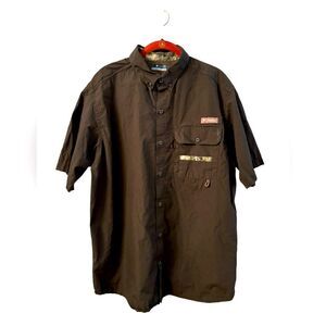 Columbia Chocolate Brown Button Down Shirt Size Large EUC 1 0395
